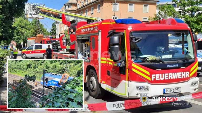 MÜNCHEN - 🚆 Betrunkener stürzt am Mittwoch (13.08.2025) ins Gleis, Zug stoppt rechtzeitig – Feuerwehr rettet mit Drehleiter, Bahnverkehr beeinträchtigt. 🚨