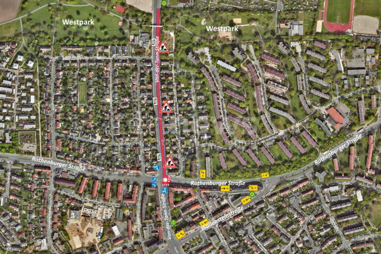 NÜRNBERG - 🚧 Start der Fahrbahnsanierung in der Von-der-Tann-Straße: Sperrung an der Rothenburger Straße, Ersatzhaltestellen und Umleitung ab Dienstag (02.09.2025)! 🛣