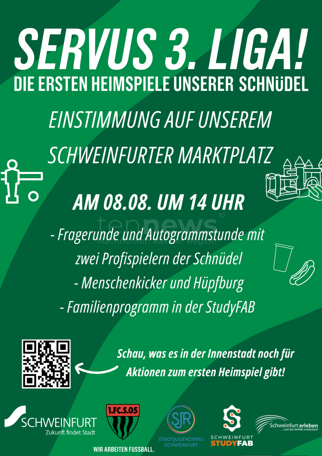 SCHWEINFURT - ⚽ Familien- und Fan-Nachmittag am Freitag (08.08.2025) zum Drittliga-Heimspiel des FC 05 auf dem Marktplatz! 🎉
