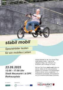 NEUMARKT IN DER OBERPFALZ - 🚲 Spezialrad-Testtag „stabil mobil“ am Dienstag (23.09.2025) auf dem Rathausplatz: E-Spezialräder testen, Beratung und Probefahrten für alle! 🛴