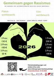 BAMBERG - 🎬 Film- und Plakatwettbewerb "Zusammen gegen Rassismus" ausgeschrieben! Junge Menschen können bis zu 200 Euro gewinnen! 🏆