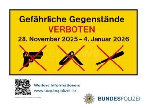 MÜNCHEN - ⚔️ Waffenverbot ab Freitag (28.11.2025) an zehn bayerischen Bahnhöfen! Bundespolizei erlässt Mitführverbote bis 4. Januar! 🚫