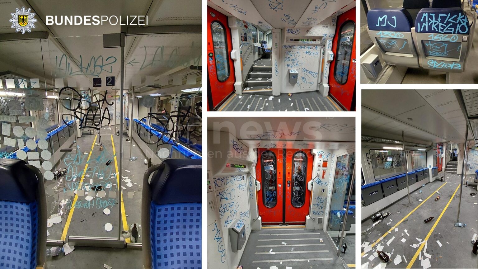 Chaoten verwüsten Regionalbahn: 60 Quadratmeter Graffiti - tennews OBERBAYERN - ⚽ Vandalismus am Samstag (13.12.2025)! 1860-Fans verwüsten Regionalbahn mit 60 Quadratmetern Graffiti! 🚂
